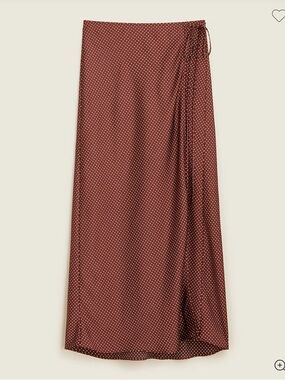 J. Crew Brown and White Polka Dot Wrap Slip Skirt